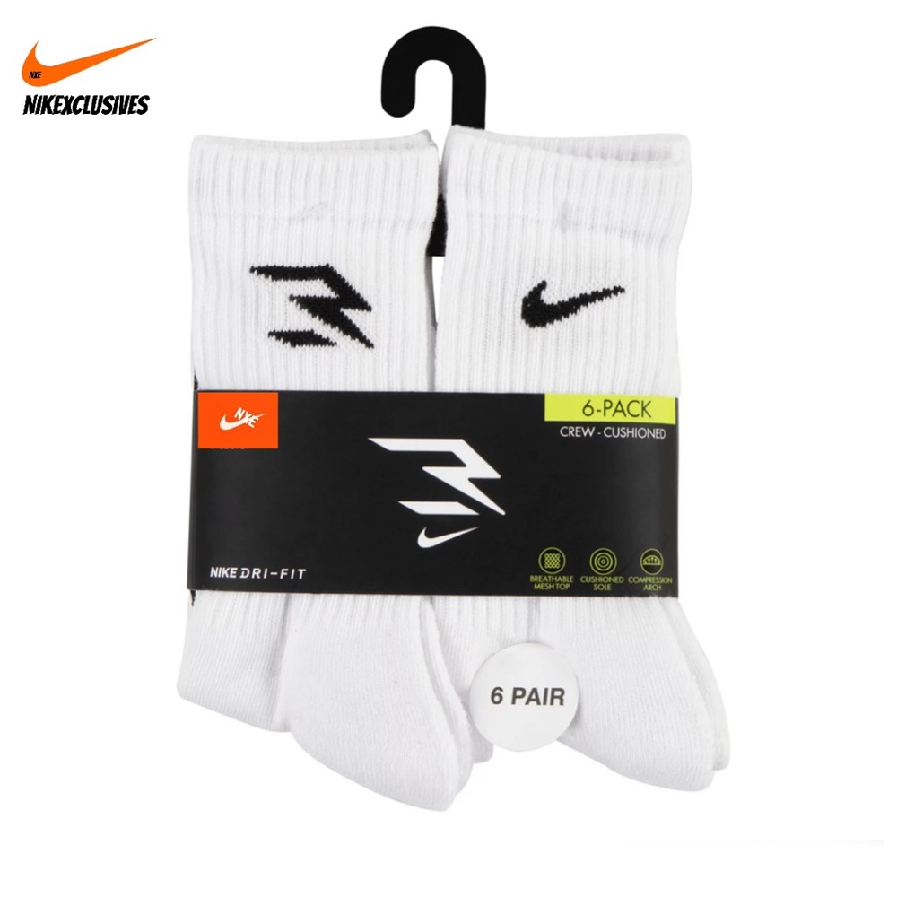 Nike DRI-FIT 3BRAND Performance Training Cushioned crew Socks 6 Pair Pack